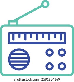 Radio outline dual color vector illustration icon design