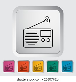 Radio. Outline icon on the button. Vector illustration.