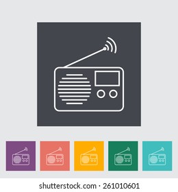 Radio. Outline icon on the button. Vector illustration.