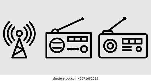 radio outline or line icon design bundle.