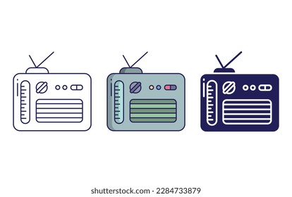 Radio outline and solid vector icon
