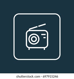 Radio Outline Symbol. Premium Quality Isolated Wireless Element In Trendy Style.