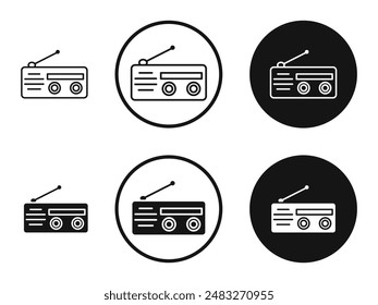 Radio outlined icon vector collection.