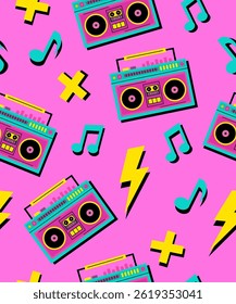Radio pattern on a light pink background.