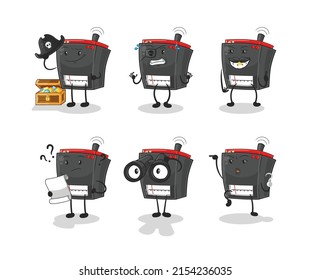 radio Pirate group character. cartoon mascot vector