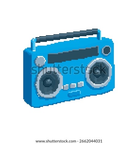 radio pixel art, vector illustration on isolated background.