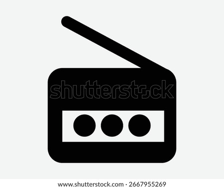 Radio Player Icon Antenna Old Vintage Broadcast Message Music Classics Portable Station Classic Knob Tuner Speaker Graphic Illustration Black White