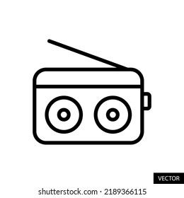 Radio player vector icon in line style design for website design, app, UI, isolated on white background. Editable stroke. EPS 10 vector illustration.