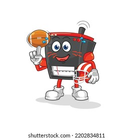 radio playing rugby character. cartoon mascot vector