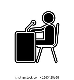 radio presenter icon. Element of Media, Press for mobile concept and web apps icon. Glyph, flat icon for website design and development, app development