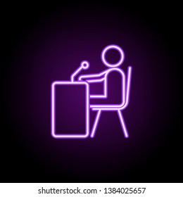 radio presenter neon icon. Elements of media, press set. Simple icon for websites, web design, mobile app, info graphics