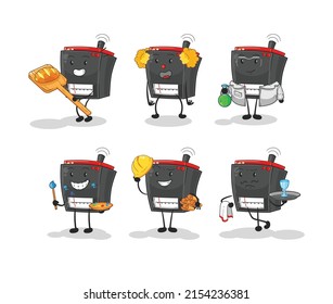 radio profession set character. cartoon mascot vector