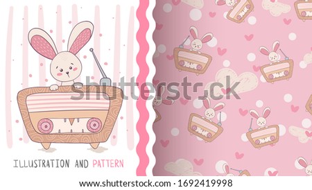 Radio rabbit music - seamless pattern