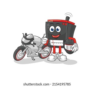 radio racer character. cartoon mascot vector