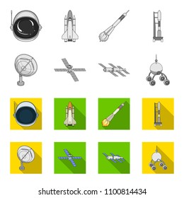 Radio radar, docking in space spacecraft, Lunokhod. Space technology set collection icons in monochrome,flat style vector symbol stock illustration web.