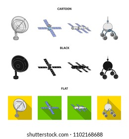 Radio radar, docking in space spacecraft, Lunokhod. Space technology set collection icons in cartoon,black,flat style vector symbol stock illustration web.
