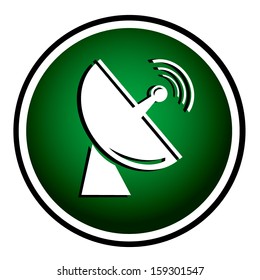Radio radar transmitting signal - green round icon