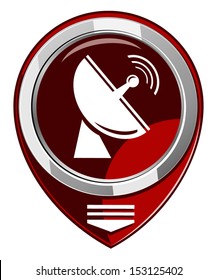Radio radar transmitting signal - red map pointer 