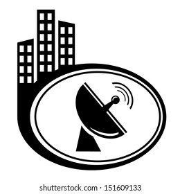 Radio radar transmitting signal - vector city icon