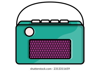 radio receiver green color vector illustration