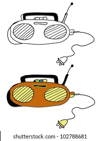 Radio receiver. Hand drawn sketch.