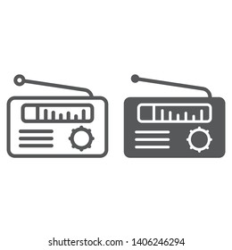 Radio receiver line and glyph icon, media and broadcast, speaker sign, vector graphics, a linear pattern on a white background, eps 10.