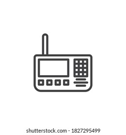 Icono de línea del receptor de radio. signo de estilo lineal para concepto móvil y diseño web. Radio con icono de vector de contorno de pantalla. Símbolo, ilustración del logotipo. Gráficos vectoriales