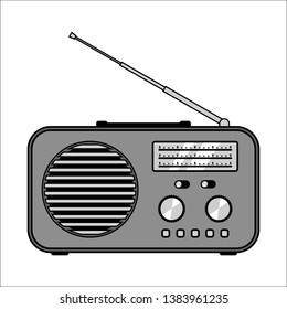 Radio receiver on white background. Vector illustration