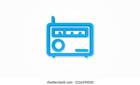 Radio Empfänger, Station 3d realistische Linie Symbol. Vektorgrafik mit Draufsicht. farbiges Piktogramm einzeln auf weißem Hintergrund