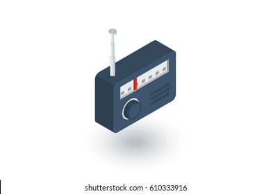 radio receiver, station isometric flat icon. 3d vector colorful illustration. Pictogram isolated on white background