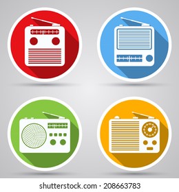 Radio receiver vector icons. Web design flat elements collection.