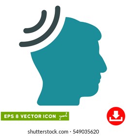 Radio Reception Brain EPS vector icon. Illustration style is flat iconic bicolor soft blue symbol on white background.