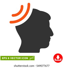 Radio Reception Brain EPS vector pictograph. Illustration style is flat iconic bicolor orange and gray symbol on white background.