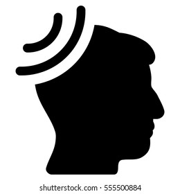 Radio Reception Brain vector icon. Style is flat graphic symbol, black color, white background.