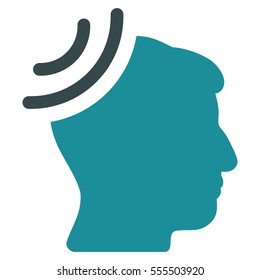 Radio Reception Brain vector pictogram. Style is flat graphic bicolor symbol, soft blue colors, white background.