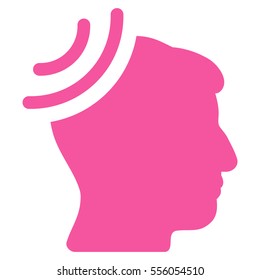 Radio Reception Brain vector pictograph. Style is flat graphic symbol, pink color, white background.
