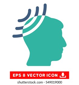 Radio Reception Head EPS vector icon. Illustration style is flat iconic bicolor cobalt and cyan symbol on white background.