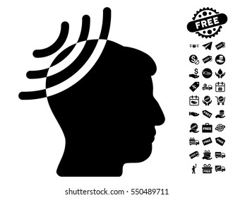 Radio Reception Head icon with free bonus symbols. Vector illustration style is flat iconic symbols, black color, white background.