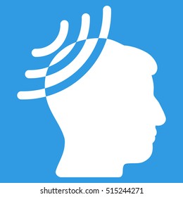 Radio Reception Head vector pictogram. Style is flat graphic symbol, white color, blue background.