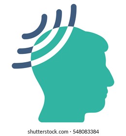 Radio Reception Head vector pictogram. Style is flat graphic bicolor symbol, cobalt and cyan colors, white background.