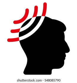 Radio Reception Head vector pictogram. Style is flat graphic bicolor symbol, intensive red and black colors, white background.