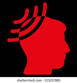Radio Reception Head vector pictograph. Style is flat graphic symbol, red color, black background.