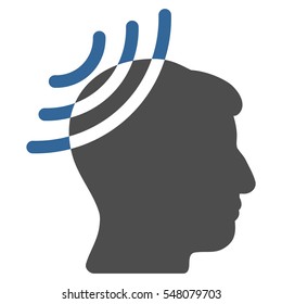 Radio Reception Head vector pictograph. Style is flat graphic bicolor symbol, cobalt and gray colors, white background.