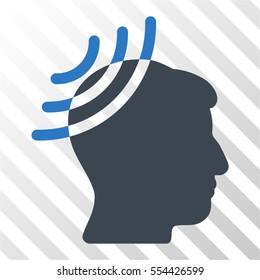 Radio Reception Head vector pictograph. Illustration style is flat iconic bicolor smooth blue symbol on a hatched transparent background.
