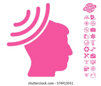 Radio Reception Mind icon with bonus drone tools images. Vector illustration style is flat iconic symbols on white background.