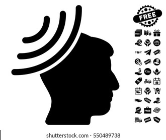 Radio Reception Mind icon with free bonus symbols. Vector illustration style is flat iconic symbols, black color, white background.