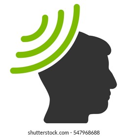 Radio Reception Mind vector icon. Style is flat graphic bicolor symbol, eco green and gray colors, white background.