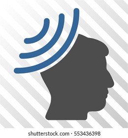 Radio Reception Mind vector icon. Illustration style is flat iconic bicolor cobalt and gray symbol on a hatched transparent background.