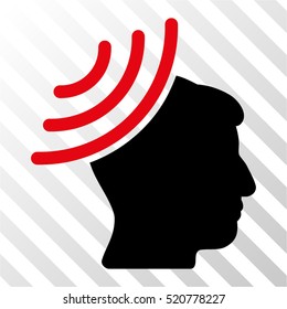 Radio Reception Mind vector pictogram. Illustration style is flat iconic bicolor intensive red and black symbol on a hatch transparent background.