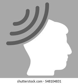 Radio Reception Mind vector pictogram. Style is flat graphic bicolor symbol, dark gray and white colors, silver background.